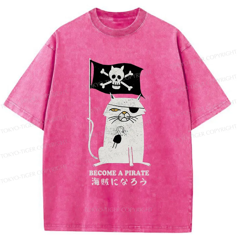 Tokyo-Tiger Pirate Cat Washed T-Shirt