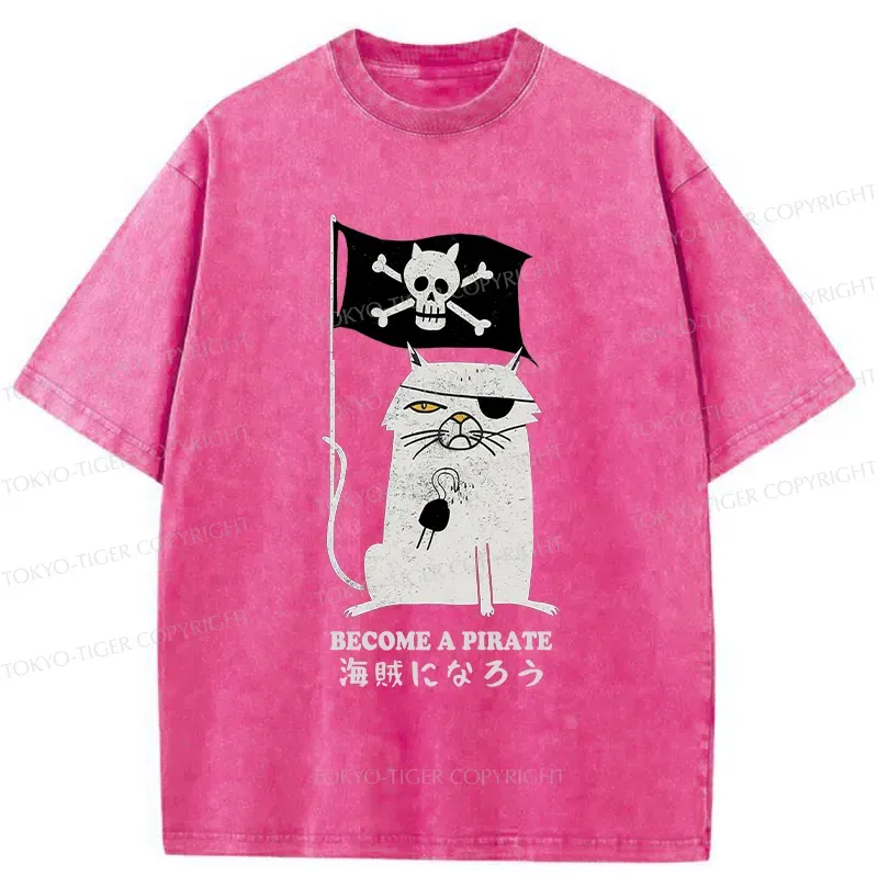 Tokyo-Tiger Pirate Cat Washed T-Shirt