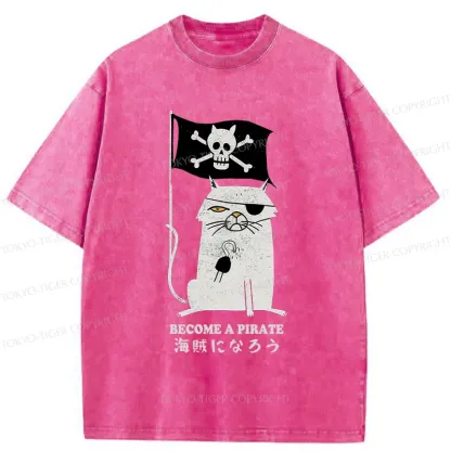 Tokyo-Tiger Pirate Cat Washed T-Shirt
