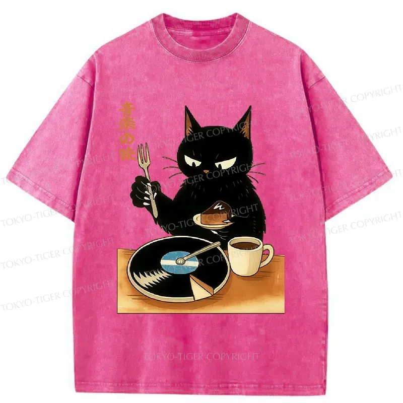 Tokyo-Tiger Cat Cutting A Record Cake Washed T-Shirt Sale
