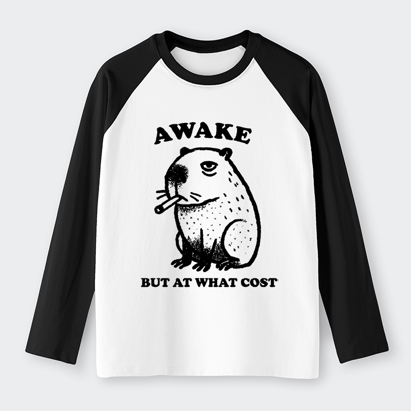 Tokyo-Tiger Smoking Capybara Raglan Long Sleeve T-shirt