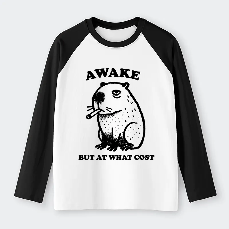 Tokyo-Tiger Smoking Capybara Raglan Long Sleeve T-shirt