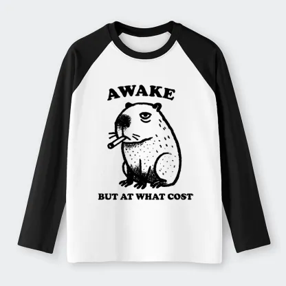 Tokyo-Tiger Smoking Capybara Raglan Long Sleeve T-shirt