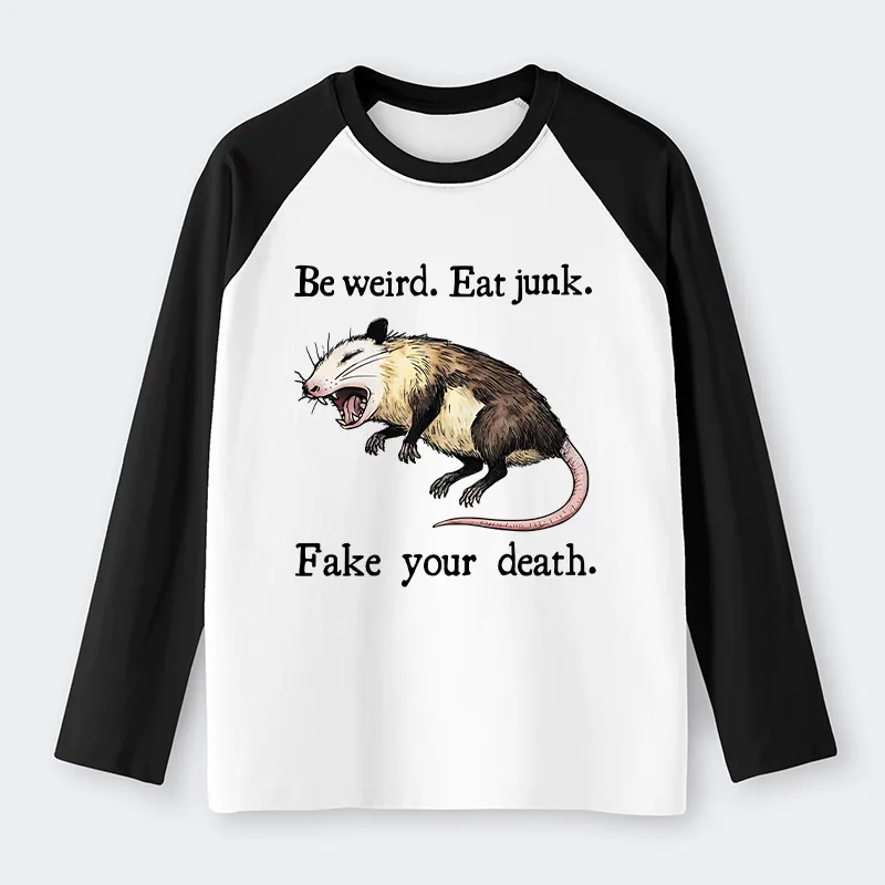 Tokyo-Tiger Possum Playing Dead Raglan Long Sleeve T-shirt