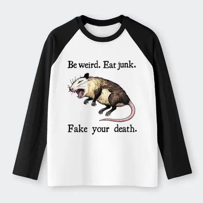 Tokyo-Tiger Possum Playing Dead Raglan Long Sleeve T-shirt