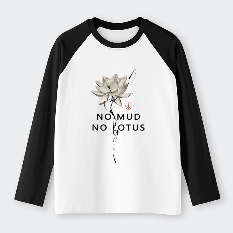Tokyo-Tiger Japanese Zen Lotus Raglan Long Sleeve T-shirt