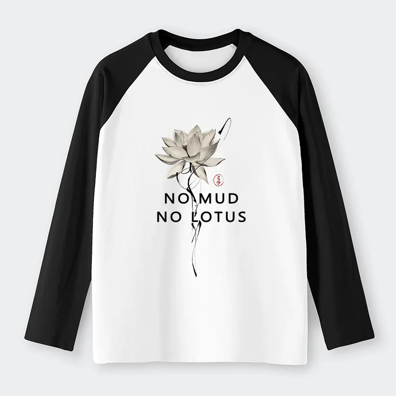 Tokyo-Tiger Japanese Zen Lotus Raglan Long Sleeve T-shirt