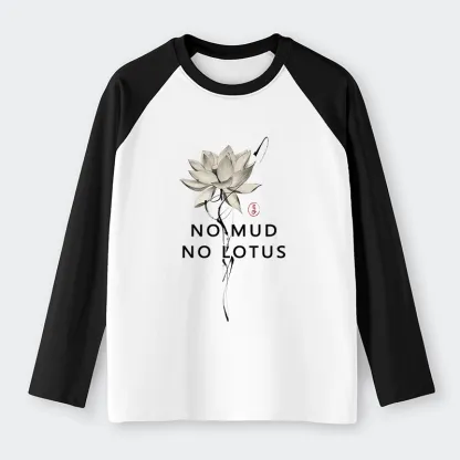Tokyo-Tiger Japanese Zen Lotus Raglan Long Sleeve T-shirt