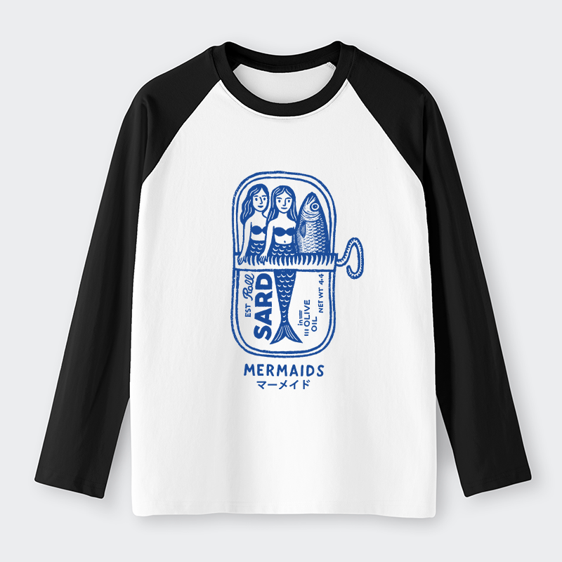 Tokyo-Tiger Mermaid Can Raglan Long Sleeve T-shirt