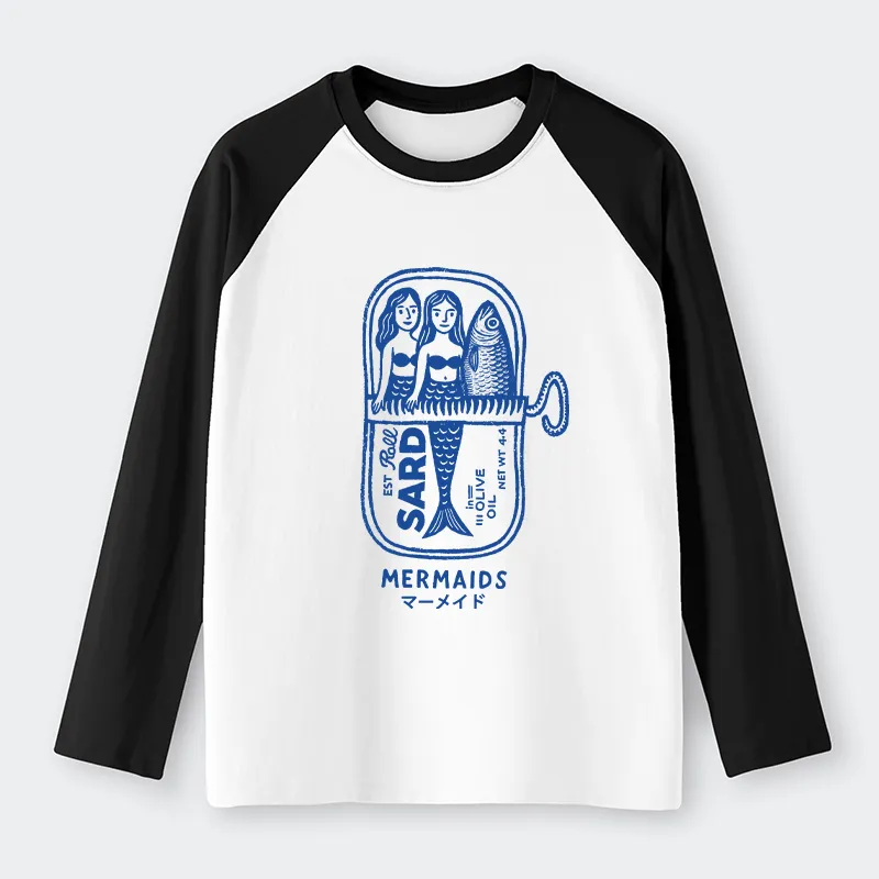 Tokyo-Tiger Mermaid Can Raglan Long Sleeve T-shirt