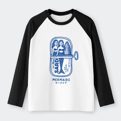 Tokyo-Tiger Mermaid Can Raglan Long Sleeve T-shirt