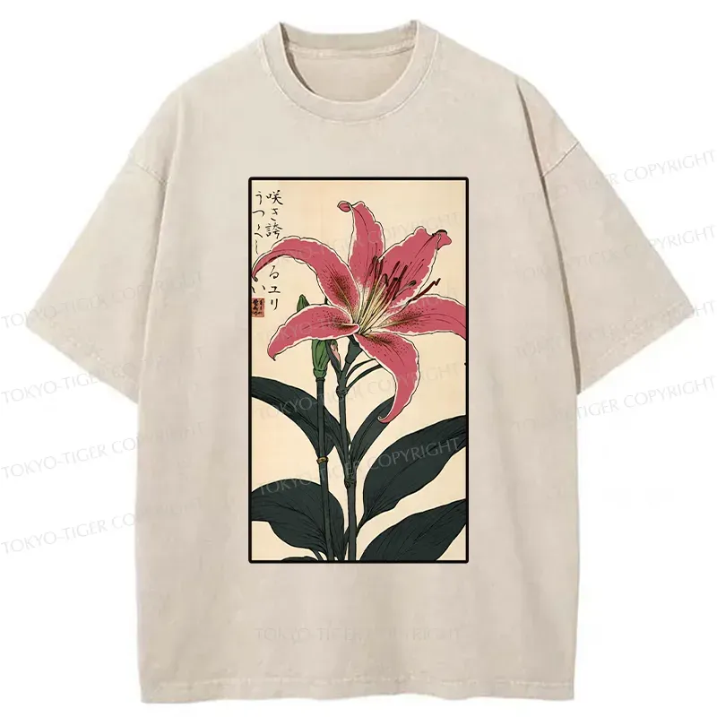 Tokyo-Tiger Retro Lily Washed T-Shirt