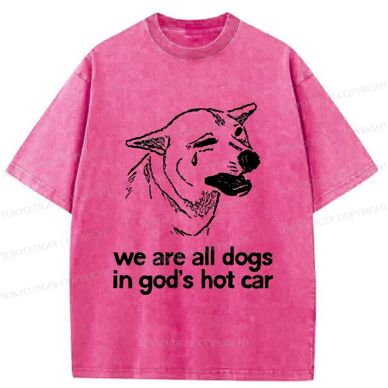 Tokyo-Tiger Sad Dog Funny Washed T-Shirt