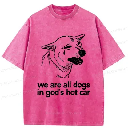 Tokyo-Tiger Sad Dog Funny Washed T-Shirt