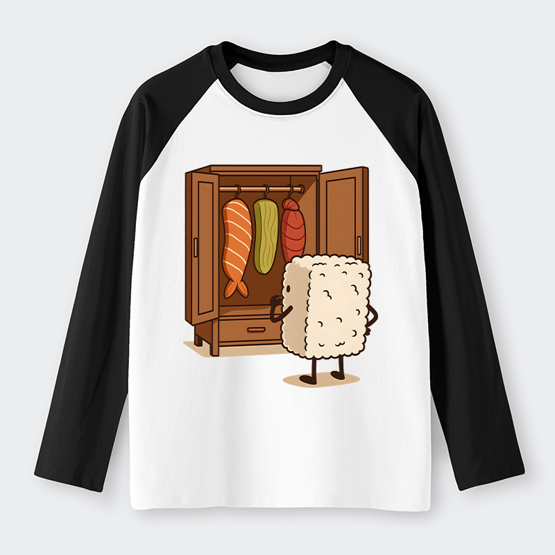 Tokyo-Tiger Sushi Pick Out Clothes Raglan Long Sleeve T-shirt