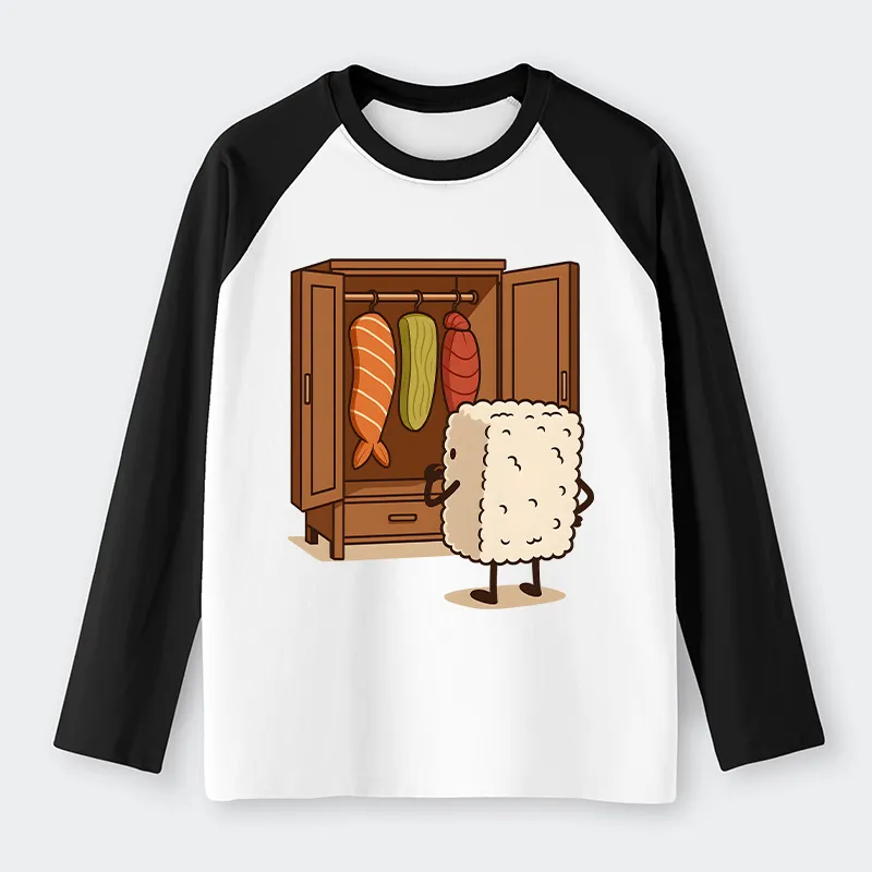 Tokyo-Tiger Sushi Pick Out Clothes Raglan Long Sleeve T-shirt