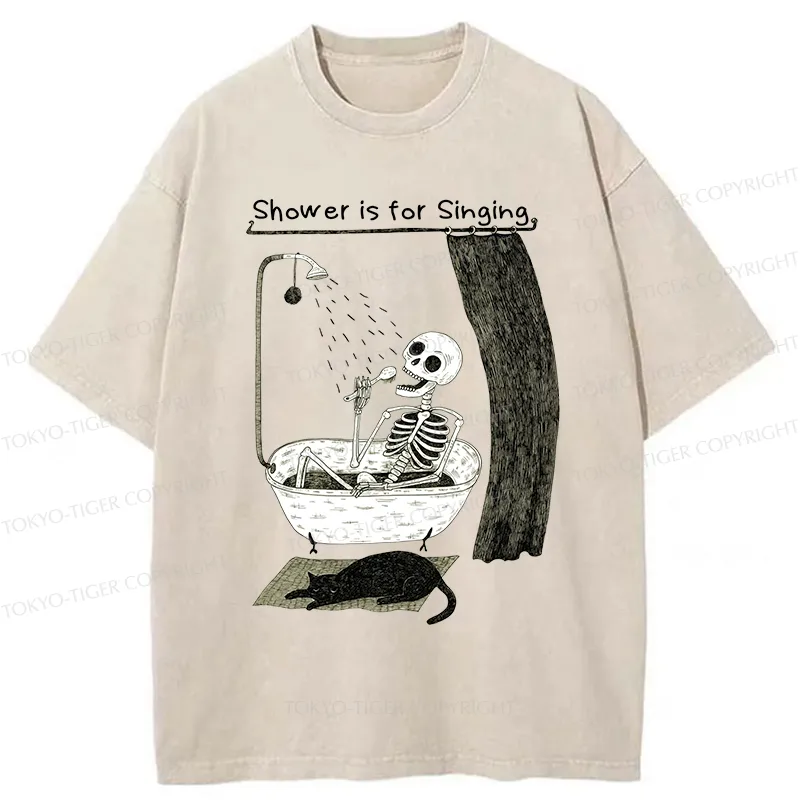 Tokyo-Tiger Singing Skeleton Washed T-Shirt