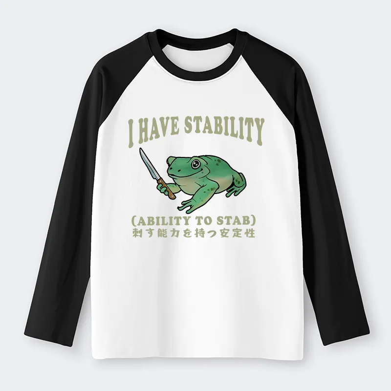 Tokyo-Tiger Mentally Stable Assassin Frog Raglan Long Sleeve T-shirt