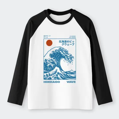 Tokyo-Tiger Hokkaido Wave Japan Raglan Long Sleeve T-shirt