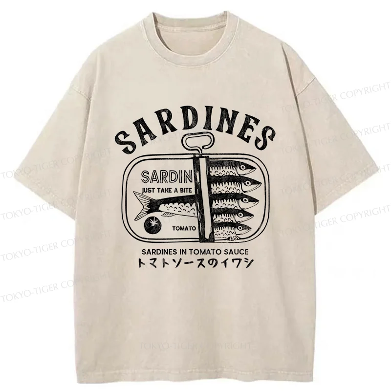 Tokyo-Tiger Delicious Canned Sardine Washed T-Shirt