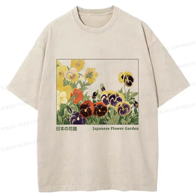 Tokyo-Tiger Beautiful Garden Washed T-Shirt