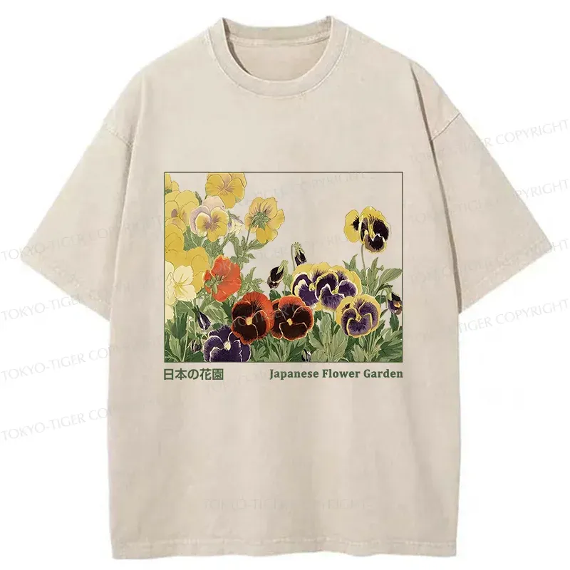Tokyo-Tiger Beautiful Garden Washed T-Shirt