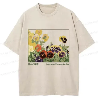 Tokyo-Tiger Beautiful Garden Washed T-Shirt