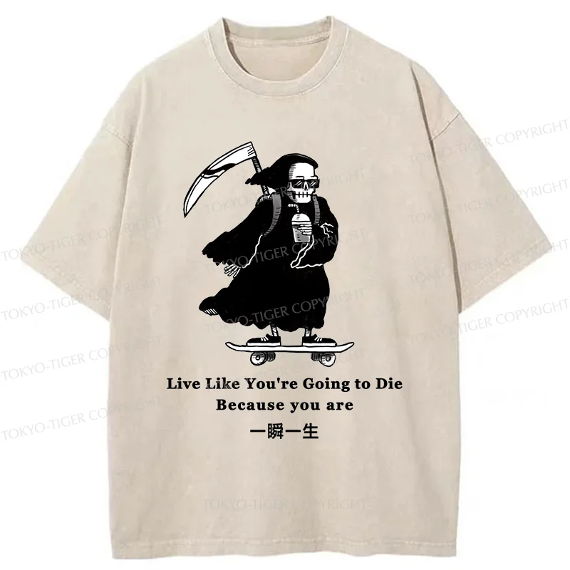 Tokyo-Tiger Death Skateboard Washed T-Shirt