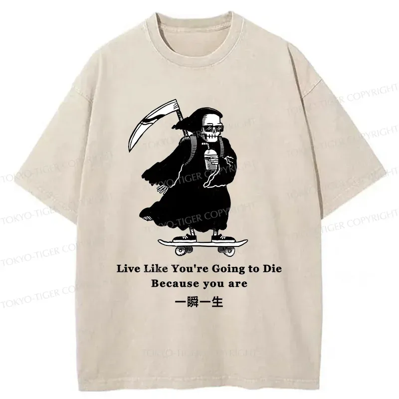 Tokyo-Tiger Death Skateboard Washed T-Shirt Sale