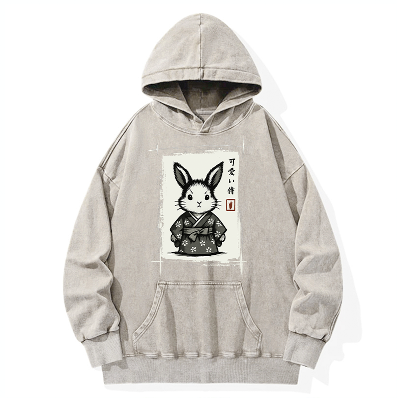 Tokyo-Tiger Woodcut Bunny Washed Hoodie