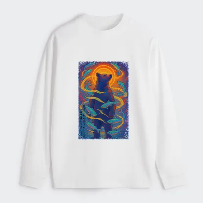 Tokyo-Tiger Ukiyoe Bear and Fish Vintage Poster Classic Long Sleeve T-Shirt