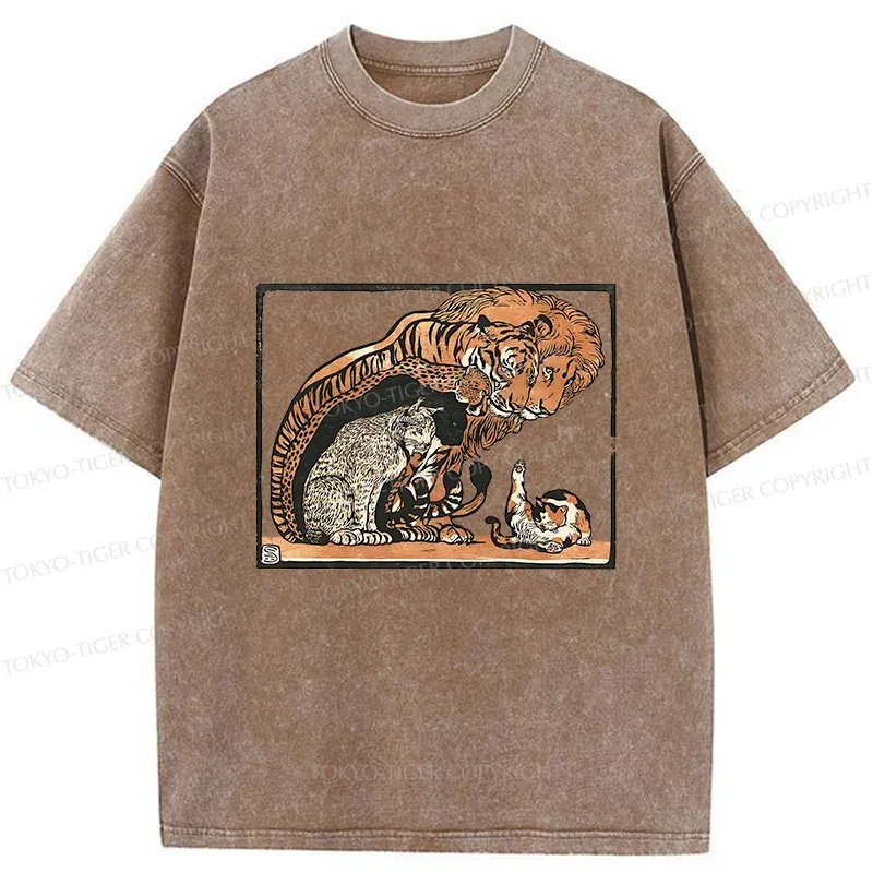 Tokyo-Tiger Adorable Felines Washed T-Shirt