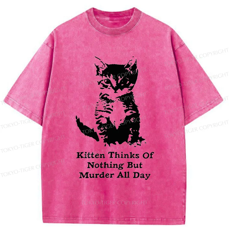 Tokyo-Tiger Cat Has A Murderous Thought Washed T-Shirt