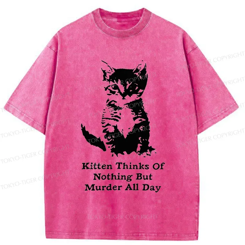 Tokyo-Tiger Cat Has A Murderous Thought Washed T-Shirt