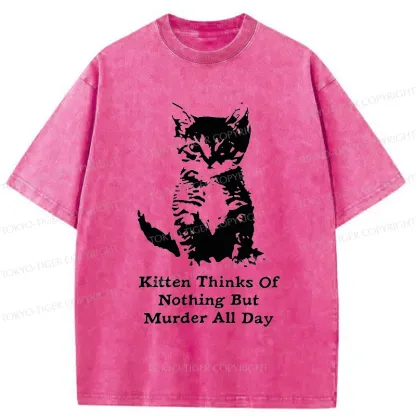 Tokyo-Tiger Cat Has A Murderous Thought Washed T-Shirt