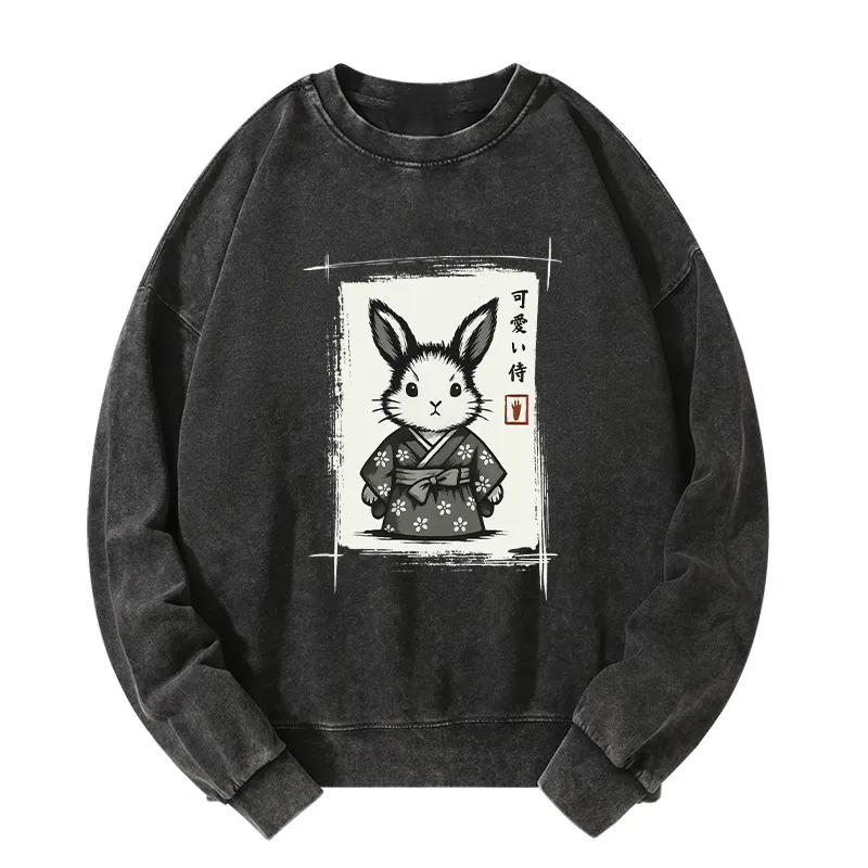 Tokyo-Tiger Woodcut Bunny Washed Sweatshirt Sale