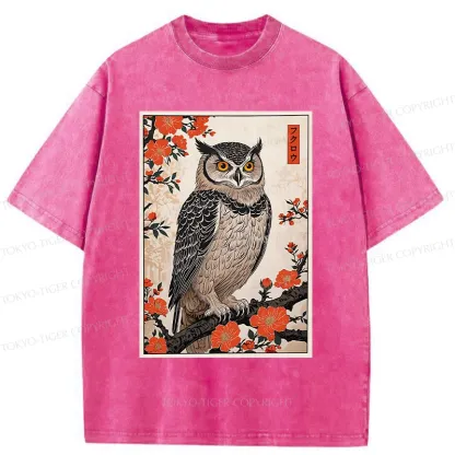 Tokyo-Tiger Vintage Japanese Owl Washed T-Shirt