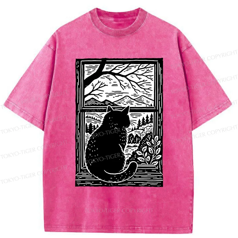 Tokyo-Tiger Cat Waiting For Its Owner Washed T-Shirt