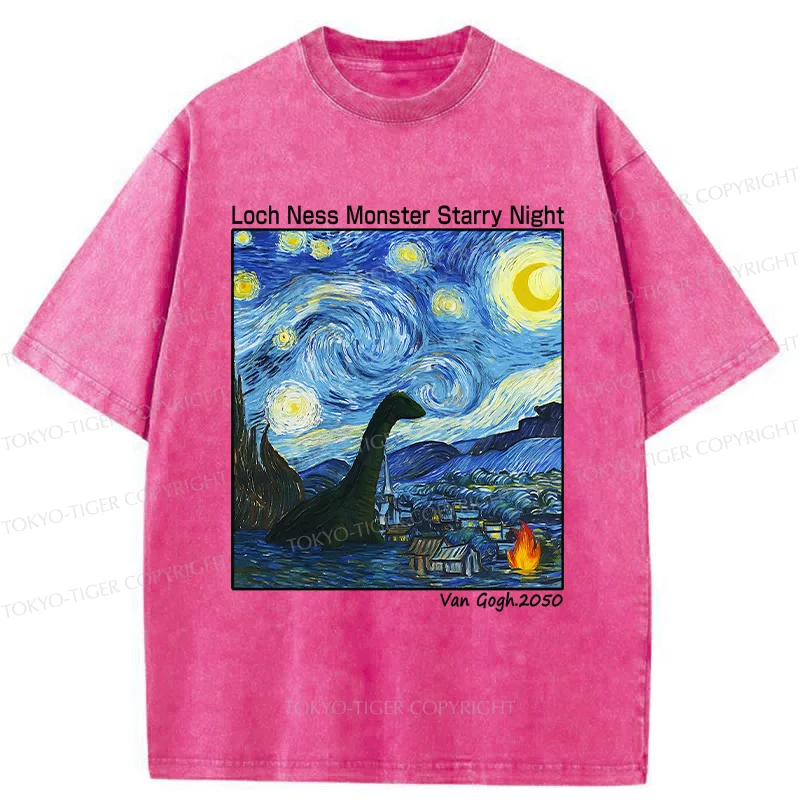 Tokyo-Tiger Loch Ness Monster Under The Stars Washed T-Shirt