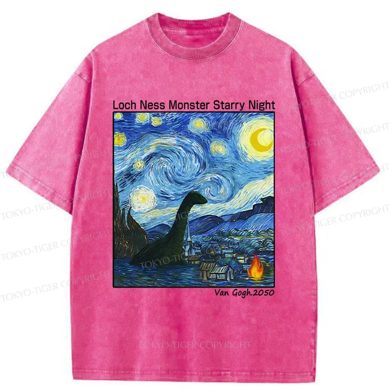 Tokyo-Tiger Loch Ness Monster Under The Stars Washed T-Shirt