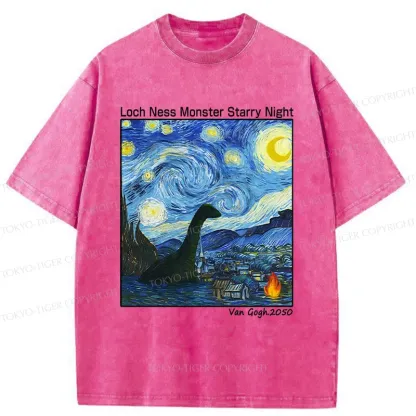 Tokyo-Tiger Loch Ness Monster Under The Stars Washed T-Shirt