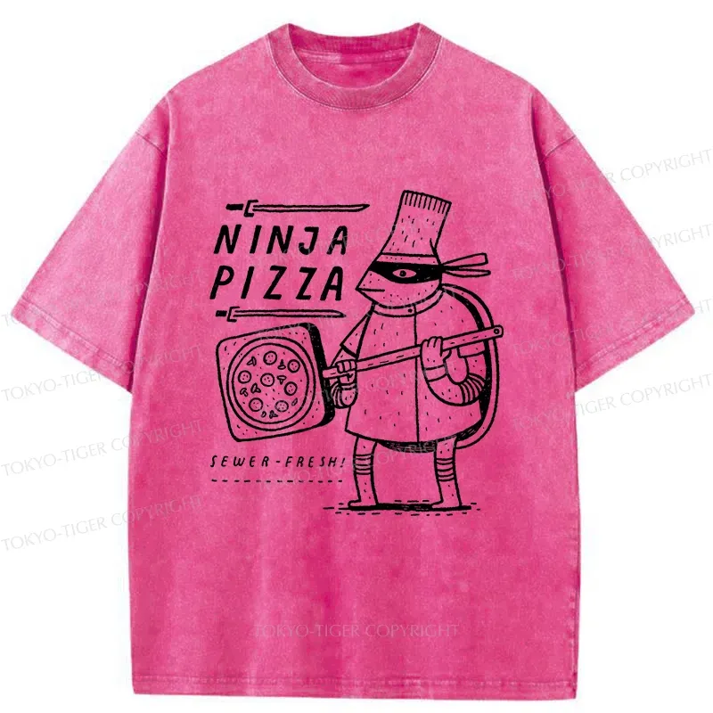 Tokyo-Tiger Turtle Pizza Washed T-Shirt Sale