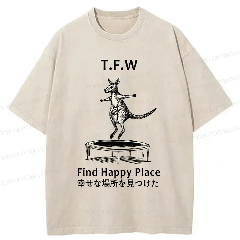 Tokyo-Tiger Funny Kangaroo Washed T-Shirt