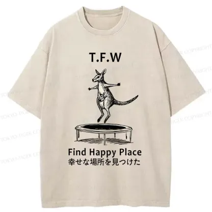 Tokyo-Tiger Funny Kangaroo Washed T-Shirt