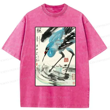 Tokyo-Tiger Crane In The Pond Washed T-Shirt