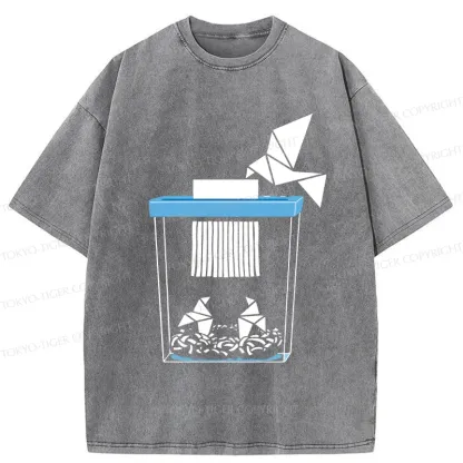 Tokyo-Tiger Funny Paper-cut Crane Washed T-Shirt