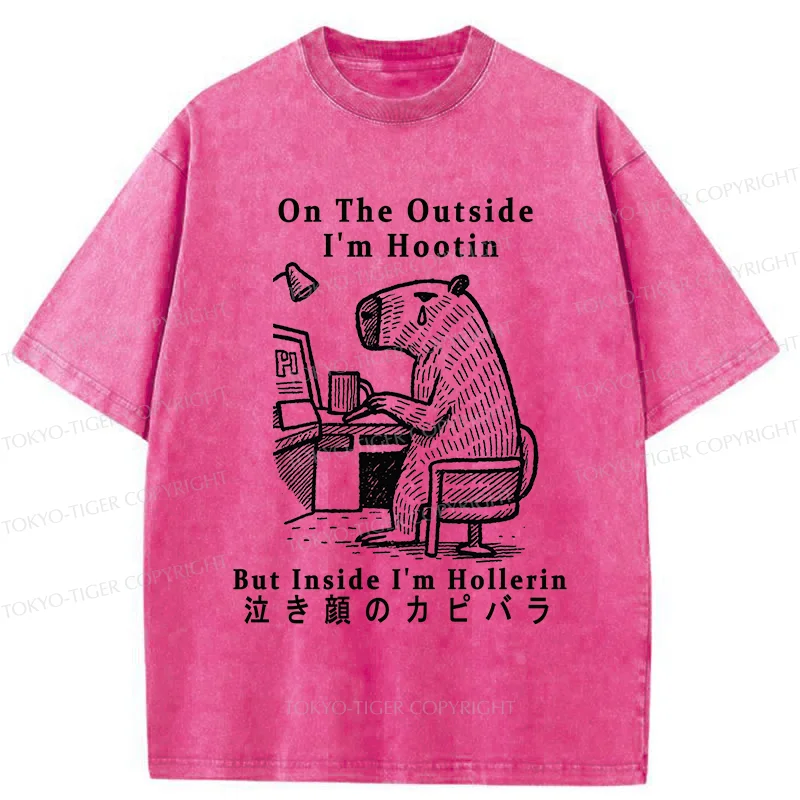 Tokyo-Tiger Capybara Screams Inside Washed T-Shirt