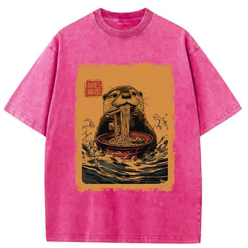 Tokyo-Tiger Ramen Lover Otter Washed T-Shirt