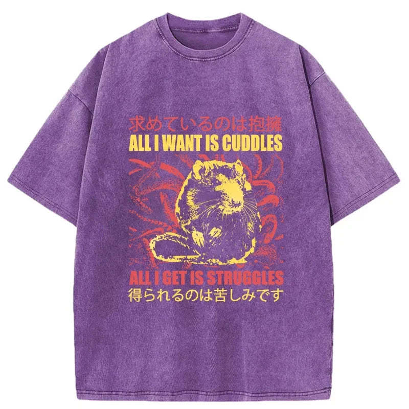 Tokyo-Tiger All I Want Is Cuddles Washed T-Shirt