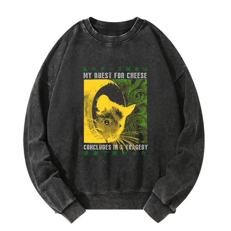 Tokyo-Tiger Mouse Has A Passion For Cheese Washed Sweatshirt